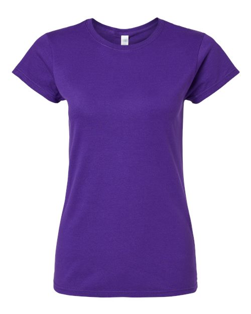 Gildan Softstyle® Women’s T-Shirt 64000L Purple Custom Embroidered Business Logo