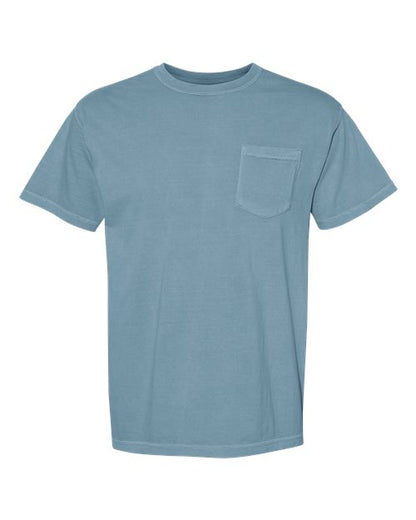 Comfort Colors Garment-Dyed Heavyweight Pocket T-Shirt 6030 Grey Custom Embroidered Business Logo