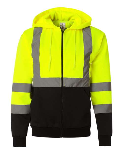 Kishigo Hi-Vis Full-Zip Hooded Sweatshirt JS102-103