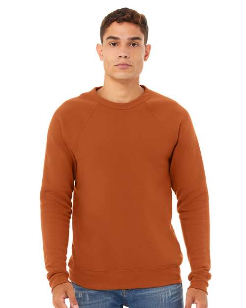 BELLA + CANVAS Sponge Fleece Raglan Crewneck Sweatshirt 3901 Custom Embroidered Business Logo