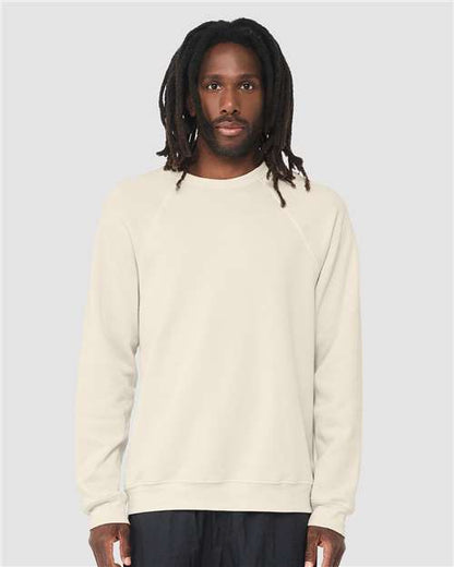 Custom Embroidered  BELLA + CANVAS Sponge Fleece Raglan Crewneck Sweatshirt 3901 Natural