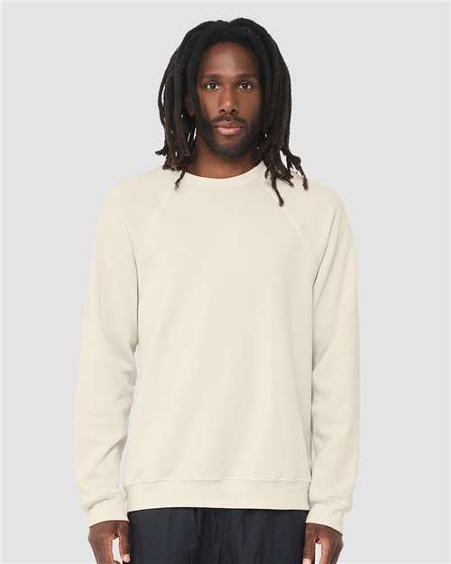 Custom Embroidered  BELLA + CANVAS Sponge Fleece Raglan Crewneck Sweatshirt 3901 Natural