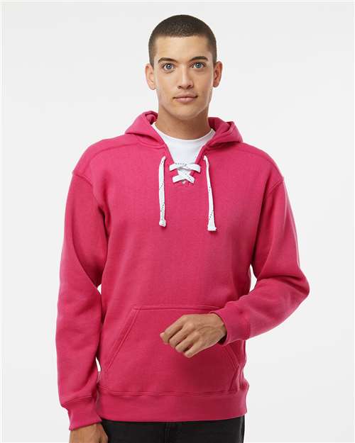Custom Embroidered  J. America Sport Lace Hooded Sweatshirt 8830 Wildberry