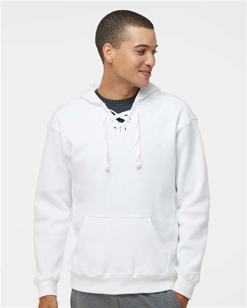 Custom Embroidered  J. America Sport Lace Hooded Sweatshirt 8830 White