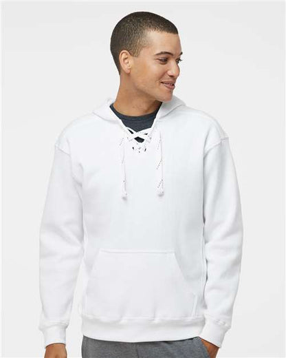 Custom Embroidered  J. America Sport Lace Hooded Sweatshirt 8830 White