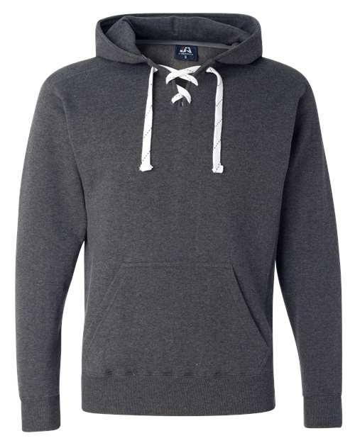 J. America Sport Lace Hooded Sweatshirt 8830 Charcoal Heather