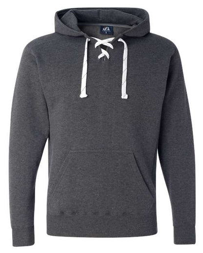 J. America Sport Lace Hooded Sweatshirt 8830 Charcoal Heather