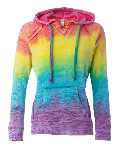 MV Sport Women’s Courtney Burnout V-Notch Hooded Sweatshirt W1162
