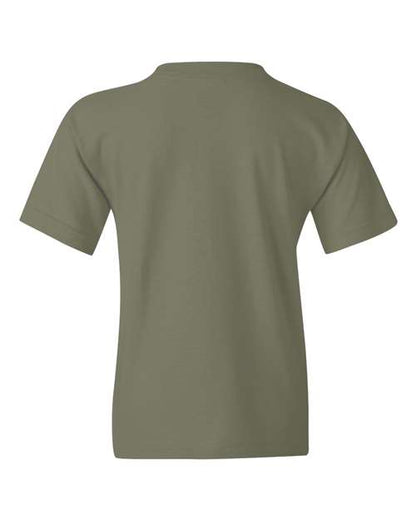 Gildan Heavy Cotton™ Youth T-Shirt 5000B Military Green Custom Embroidered Business Logo