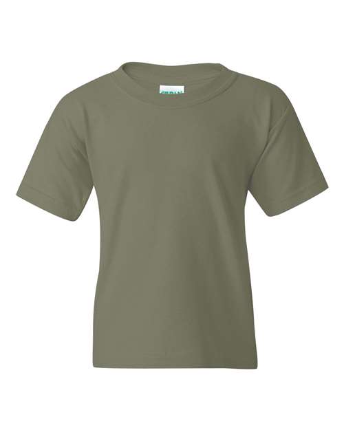 Gildan Heavy Cotton™ Youth T-Shirt 5000B Military Green Custom Embroidered Business Logo