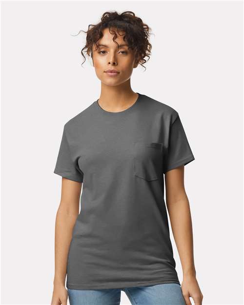 Custom Embroidered  Gildan Ultra Cotton® Pocket T-Shirt 2300 Charcoal
