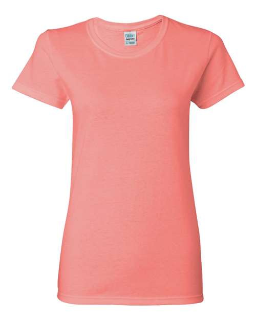 Gildan Heavy Cotton™ Women’s T-Shirt 5000L Coral Silk Custom Embroidered Business Logo