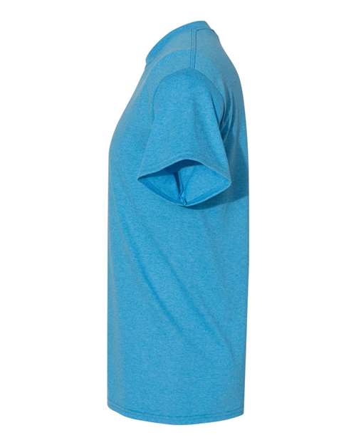 Gildan USA-Made Fine Jersey T-Shirt 5000 Heather Sapphire Custom Embroidered Business Logo