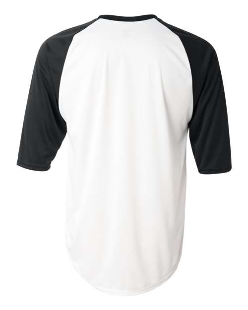 Custom EmbroideredBadger Men's B-Core Three-Quarter Sleeve Baseball T-Shirt 2156 White/ Black