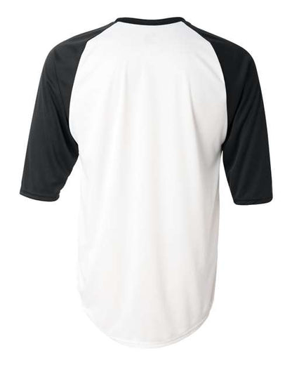 Custom EmbroideredBadger Men's B-Core Three-Quarter Sleeve Baseball T-Shirt 2156 White/ Black