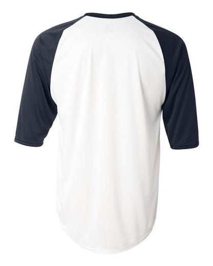 Custom EmbroideredBadger Men's B-Core Three-Quarter Sleeve Baseball T-Shirt 2156 White/ Navy