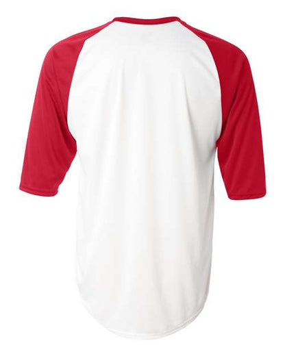 Custom EmbroideredBadger Men's B-Core Three-Quarter Sleeve Baseball T-Shirt 2156 White/ Red