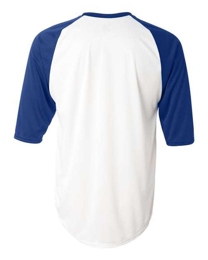 Custom EmbroideredBadger Men's B-Core Three-Quarter Sleeve Baseball T-Shirt 2156 White/ Royal