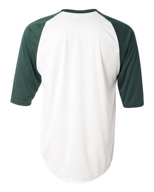 Custom EmbroideredBadger Men's B-Core Three-Quarter Sleeve Baseball T-Shirt 2156 White/ Forest