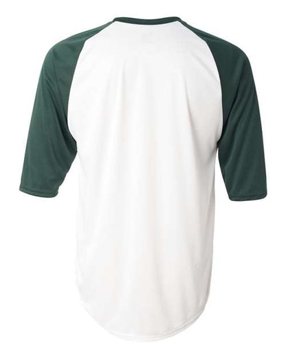Custom EmbroideredBadger Men's B-Core Three-Quarter Sleeve Baseball T-Shirt 2156 White/ Forest