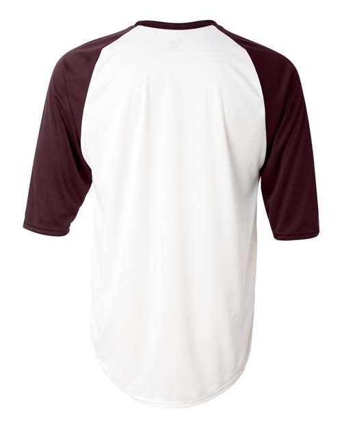 Custom EmbroideredBadger Men's B-Core Three-Quarter Sleeve Baseball T-Shirt 2156 White/ Maroon