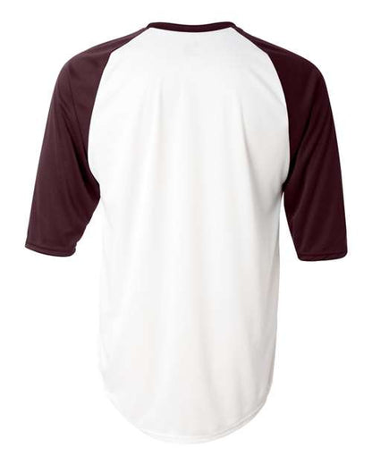 Custom EmbroideredBadger Men's B-Core Three-Quarter Sleeve Baseball T-Shirt 2156 White/ Maroon