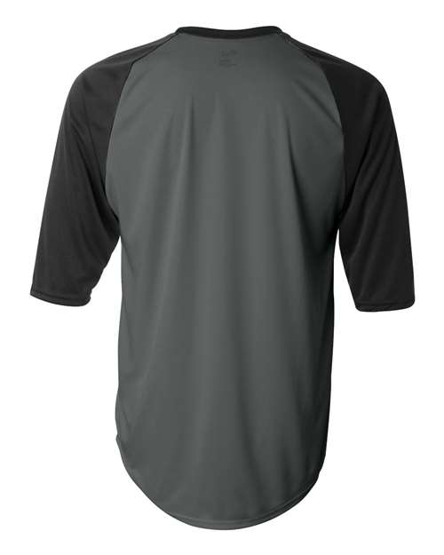 Custom EmbroideredBadger Men's B-Core Three-Quarter Sleeve Baseball T-Shirt 2156 Graphite/ Black