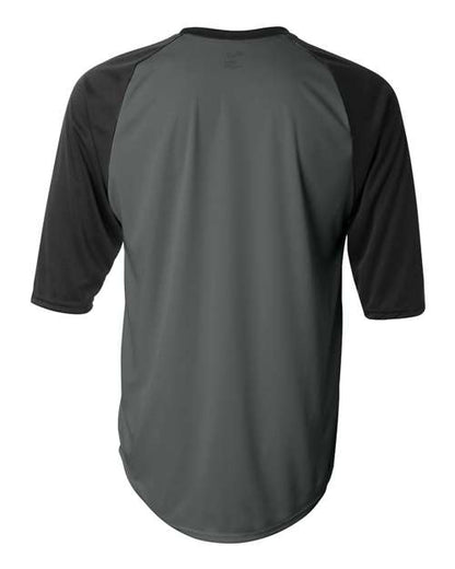 Custom EmbroideredBadger Men's B-Core Three-Quarter Sleeve Baseball T-Shirt 2156 Graphite/ Black