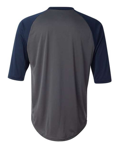 Custom EmbroideredBadger Men's B-Core Three-Quarter Sleeve Baseball T-Shirt 2156 Graphite/ Navy