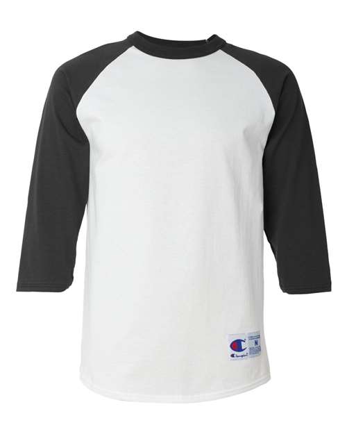 Champion Three-Quarter Raglan Sleeve Baseball T-Shirt T137 Custom Embroidered Business Logo