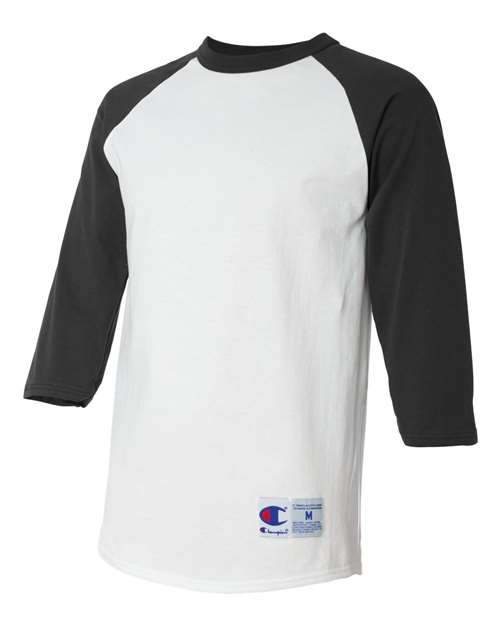 Champion Three-Quarter Raglan Sleeve Baseball T-Shirt T137 Custom Embroidered Business Logo