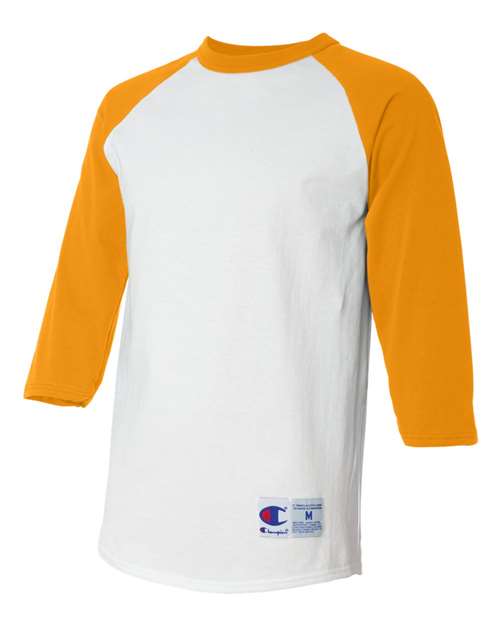 Champion Three-Quarter Raglan Sleeve Baseball T-Shirt T137 Custom Embroidered Business Logo