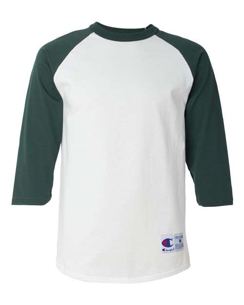 Champion Three-Quarter Raglan Sleeve Baseball T-Shirt T137 Custom Embroidered Business Logo