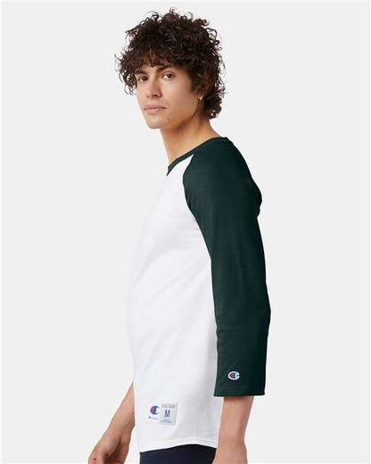 Champion Three-Quarter Raglan Sleeve Baseball T-Shirt T137 Custom Embroidered Business Logo