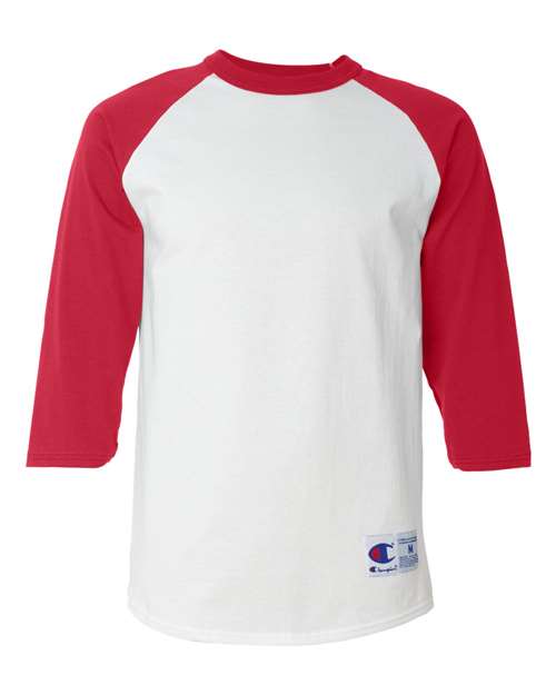 Champion Three-Quarter Raglan Sleeve Baseball T-Shirt T137 Custom Embroidered Business Logo