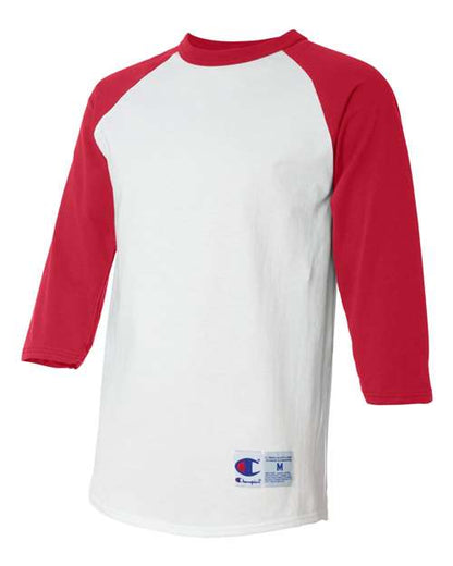 Champion Three-Quarter Raglan Sleeve Baseball T-Shirt T137 Custom Embroidered Business Logo