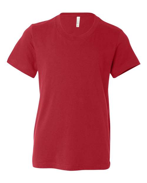 BELLA + CANVAS Youth Jersey Tee 3001Y Red Custom Embroidered Business Logo