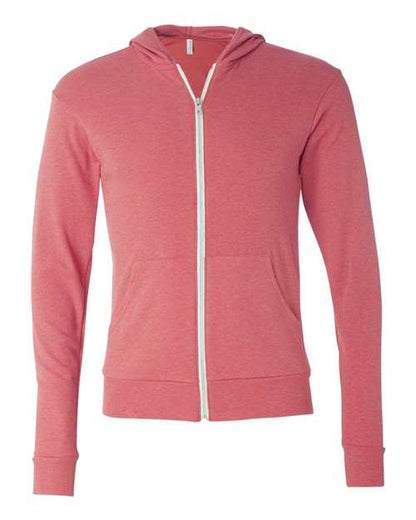 BELLA + CANVAS Triblend Lightweight Full-Zip Hooded Long Sleeve Tee 3939