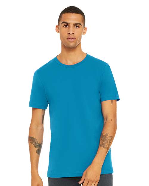 BELLA + CANVAS Jersey Tee 3001 Aqua Custom Embroidered Business Logo