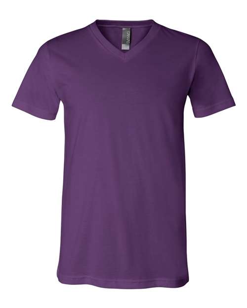 BELLA + CANVAS Jersey V-Neck Tee 3005 Team Purple Custom Embroidered Business Logo