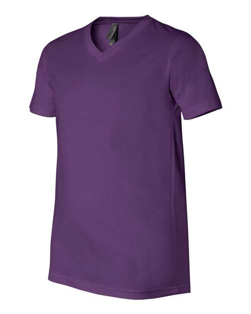 BELLA + CANVAS Jersey V-Neck Tee 3005 Team Purple Custom Embroidered Business Logo