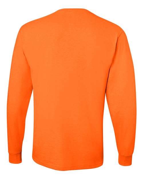 JERZEES Dri-Power® Long Sleeve 50/50 T-Shirt 29LSR Safety Orange Custom Embroidered Business Logo