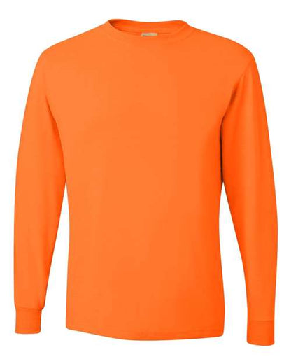 JERZEES Dri-Power® Long Sleeve 50/50 T-Shirt 29LSR Safety Orange Custom Embroidered Business Logo