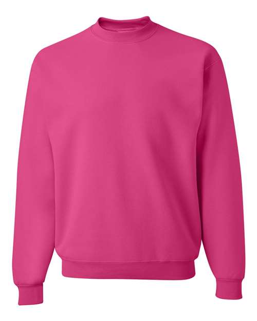 JERZEES NuBlend® Crewneck Sweatshirt 562MR Cyber Pink Custom Embroidered Business Logo
