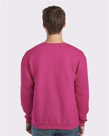 JERZEES NuBlend® Crewneck Sweatshirt 562MR Cyber Pink Custom Embroidered Business Logo
