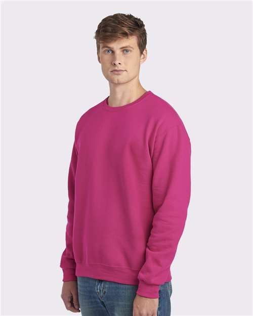 JERZEES NuBlend® Crewneck Sweatshirt 562MR Cyber Pink Custom Embroidered Business Logo