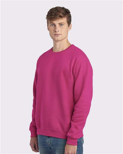 JERZEES NuBlend® Crewneck Sweatshirt 562MR Cyber Pink Custom Embroidered Business Logo