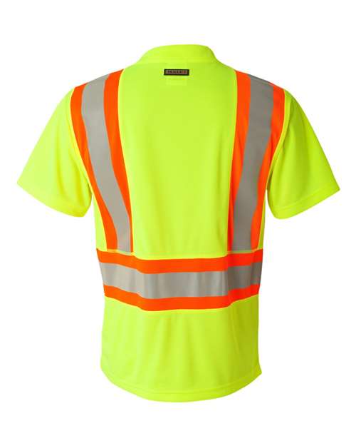 Custom EmbroideredKishigo Unisex Class 2 Flat Stitch Self-Fabric Panels T-Shirt 2255 Lime