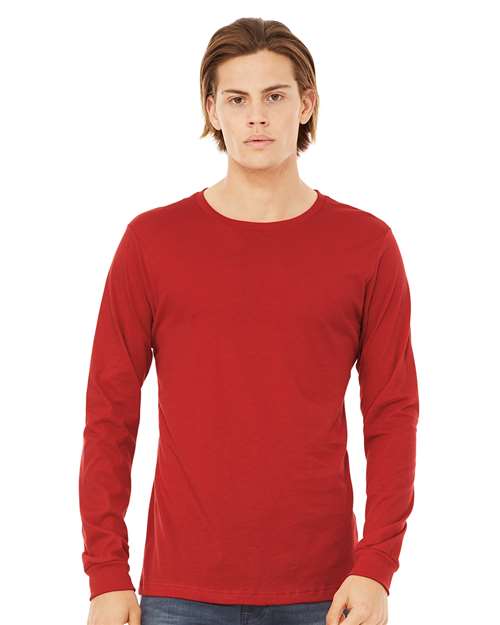 Custom Embroidered  BELLA + CANVAS Jersey Long Sleeve Tee 3501 Red
