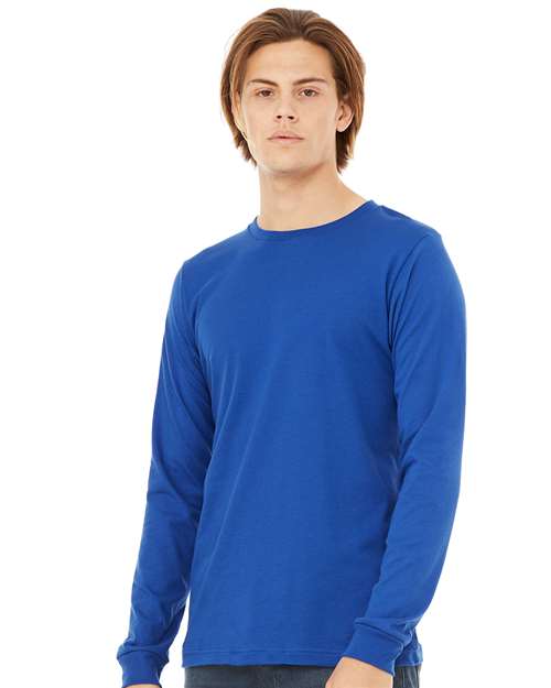 Custom Embroidered  BELLA + CANVAS Jersey Long Sleeve Tee 3501 True Royal